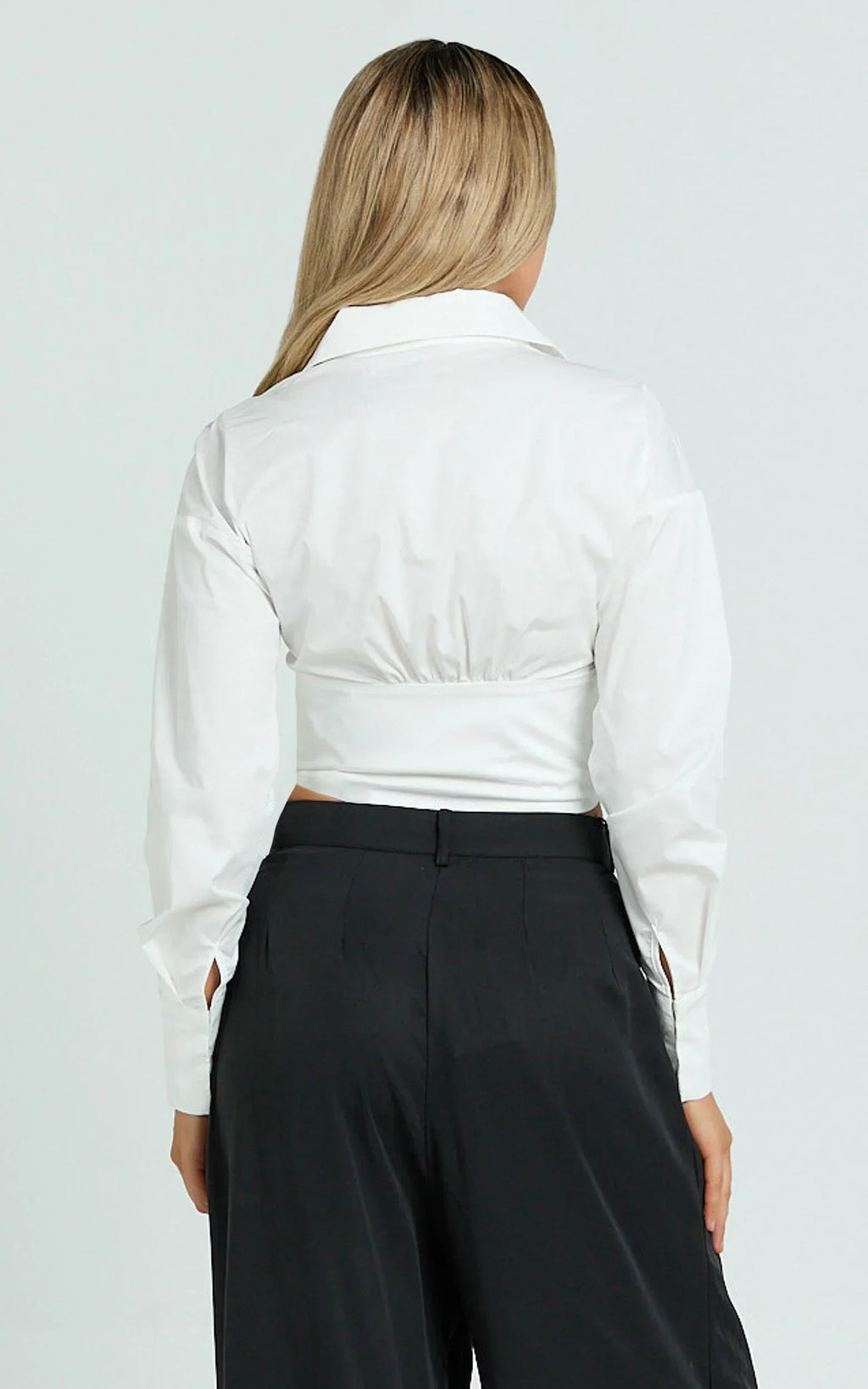 Jacintha Top - Hook and Eye Front Shirt Top in White
