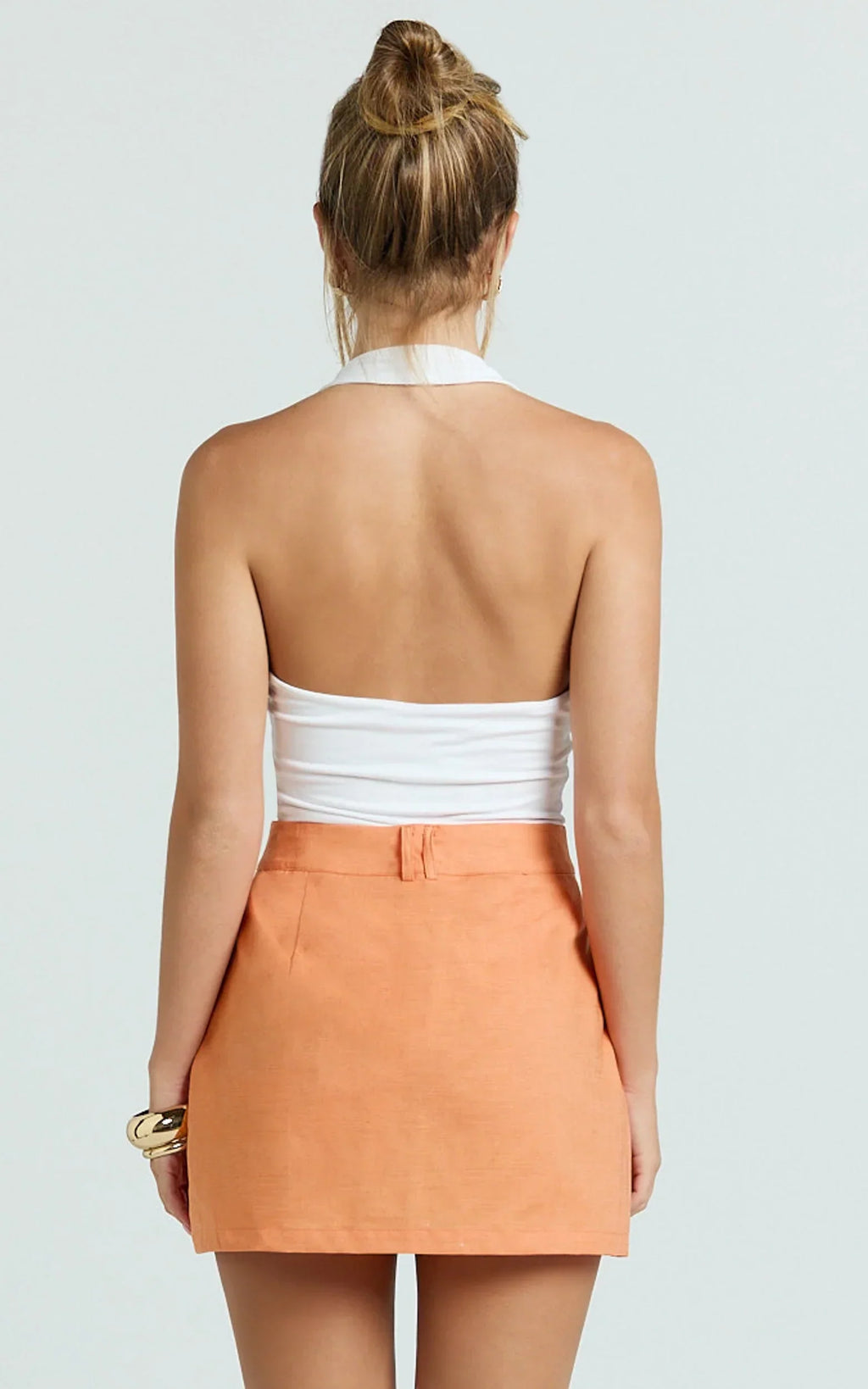 Dream Linen Blend Skort - High Waisted A Line Skort in Orange