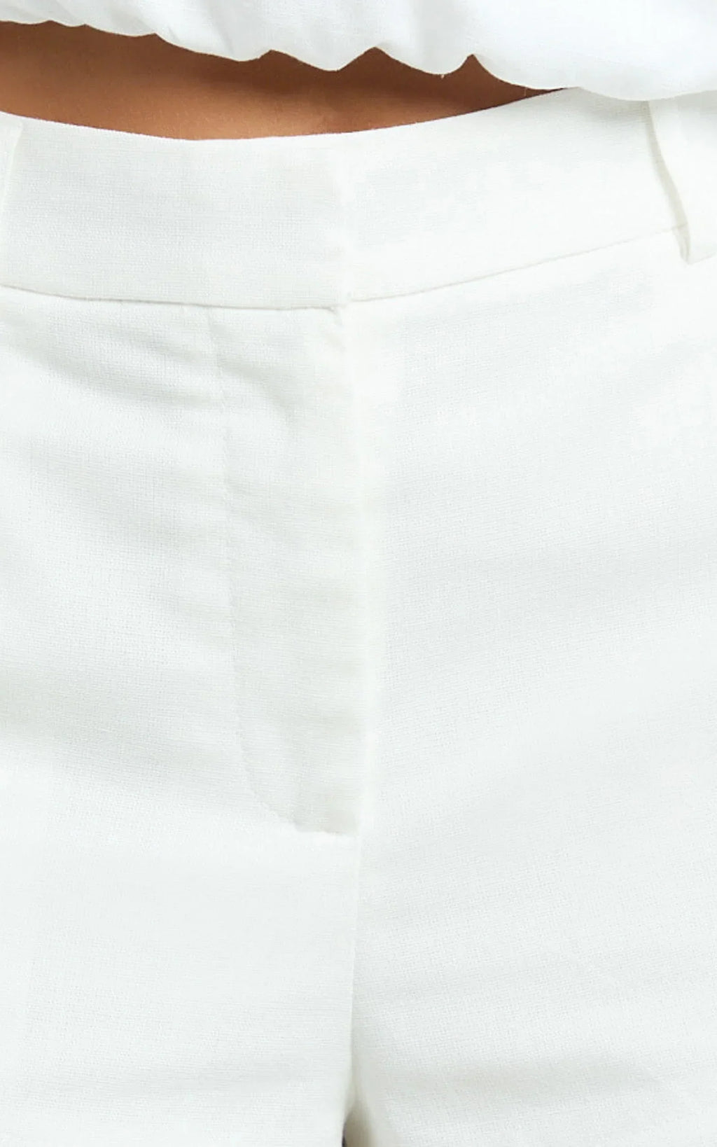 Adali Shorts - Mid Rise Linen Micro Mini Shorts in Off White