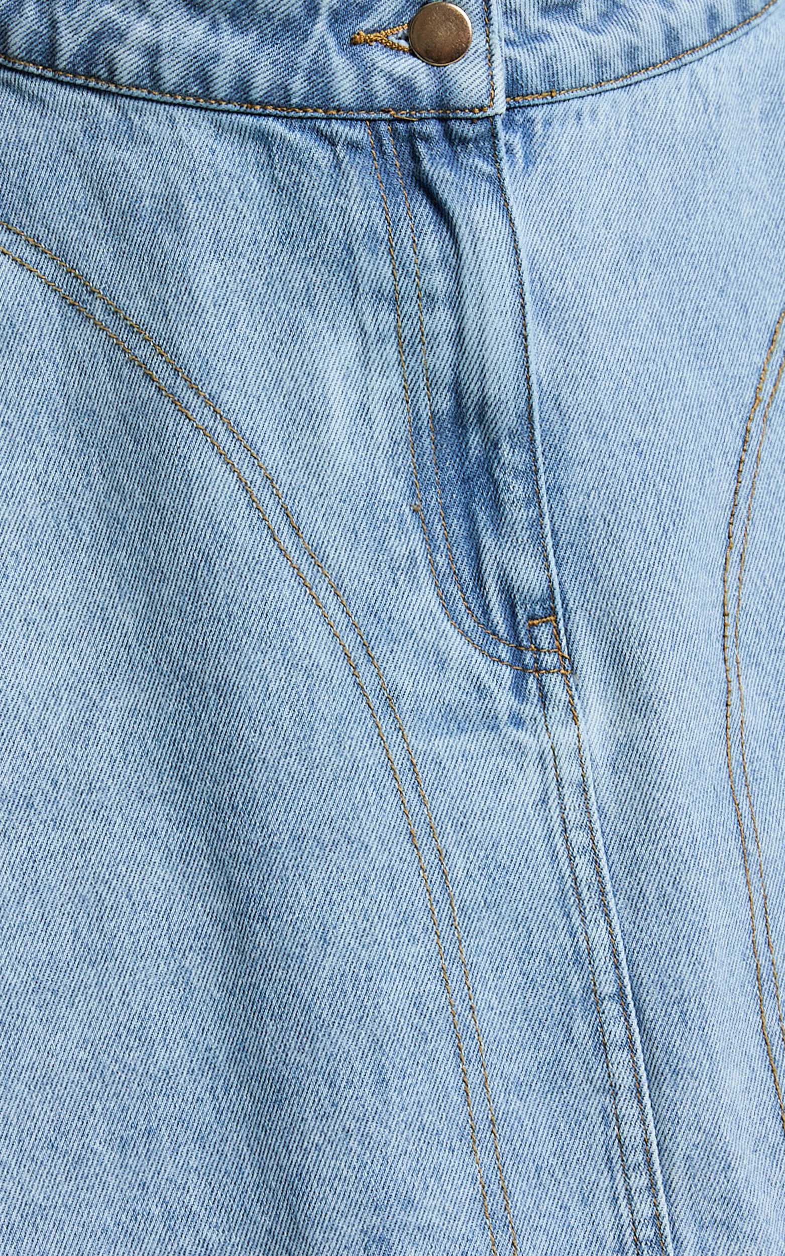 Koemi Skirt - High Waisted Denim Flare in Light Blue Wash