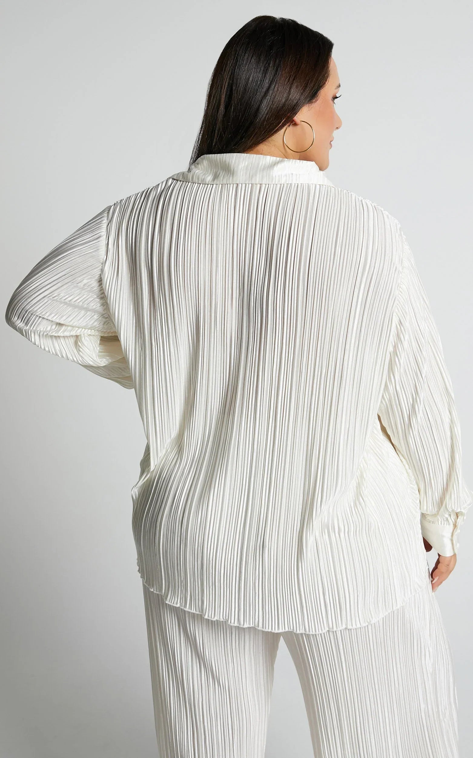 Beca Shirt - Plisse Button Up Shirt in Cream