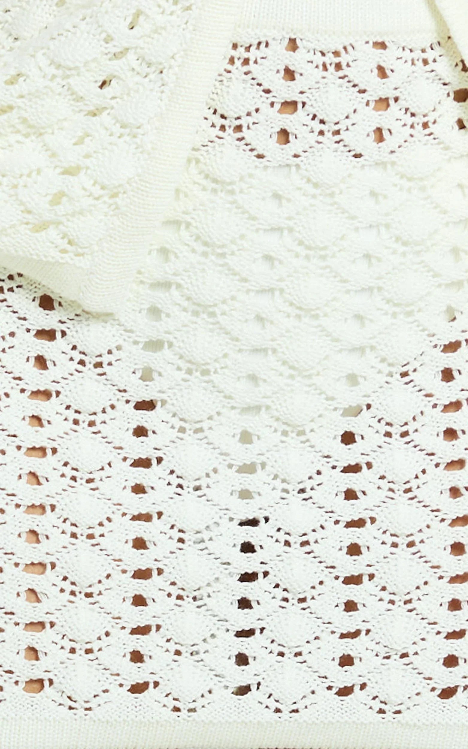 Henrietta Mini Skirt - Fitted Pointelle Knit Skirt in Off White