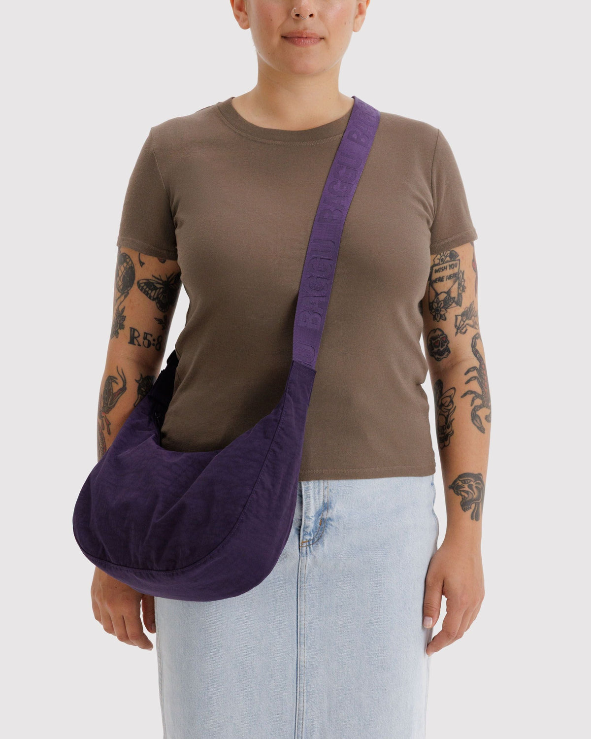 Medium Nylon Crescent Bag - Fig - image 2