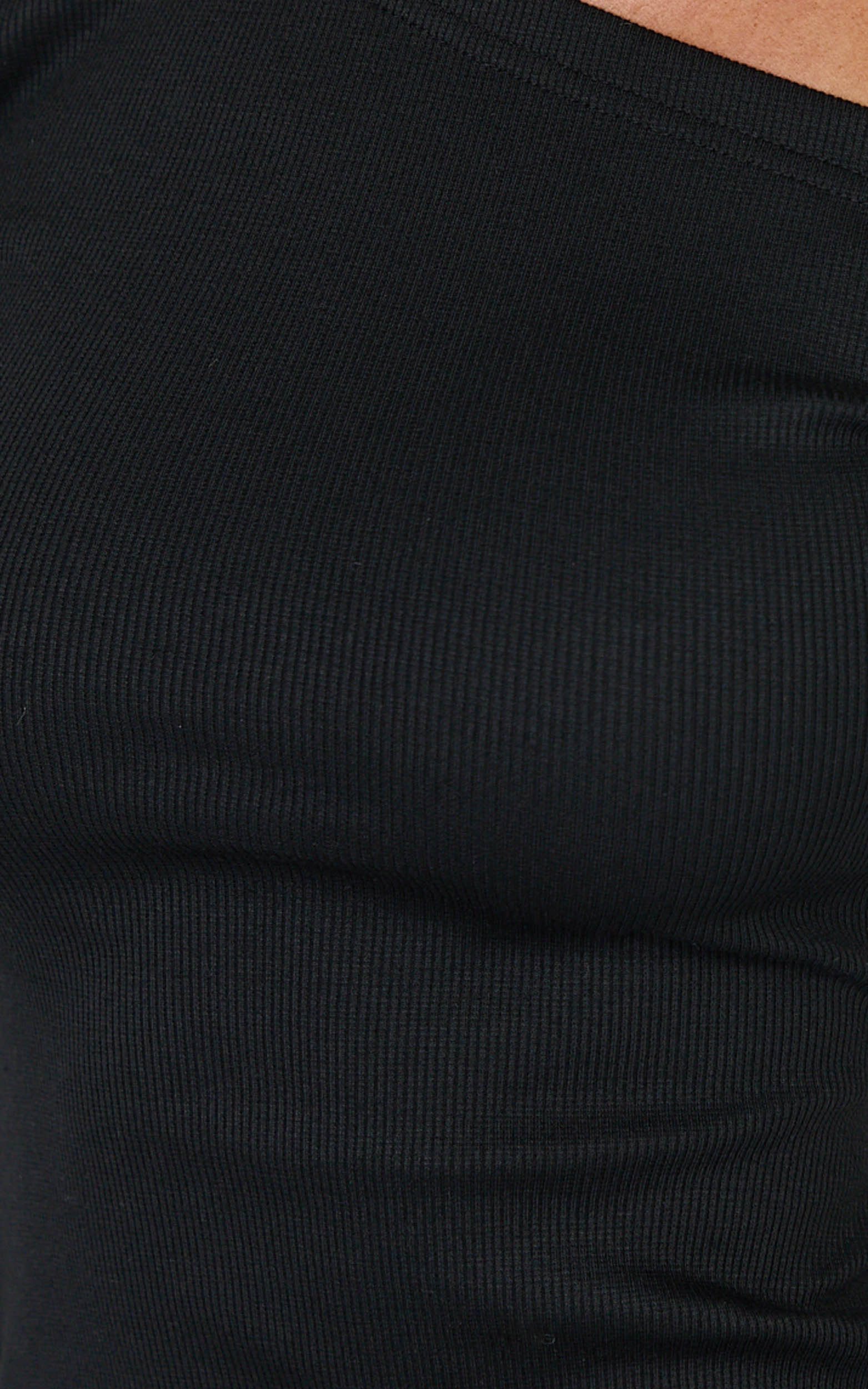Cartia Mini Dress - Long Sleeve Off Shoulder Ruched Mini Dress in Black