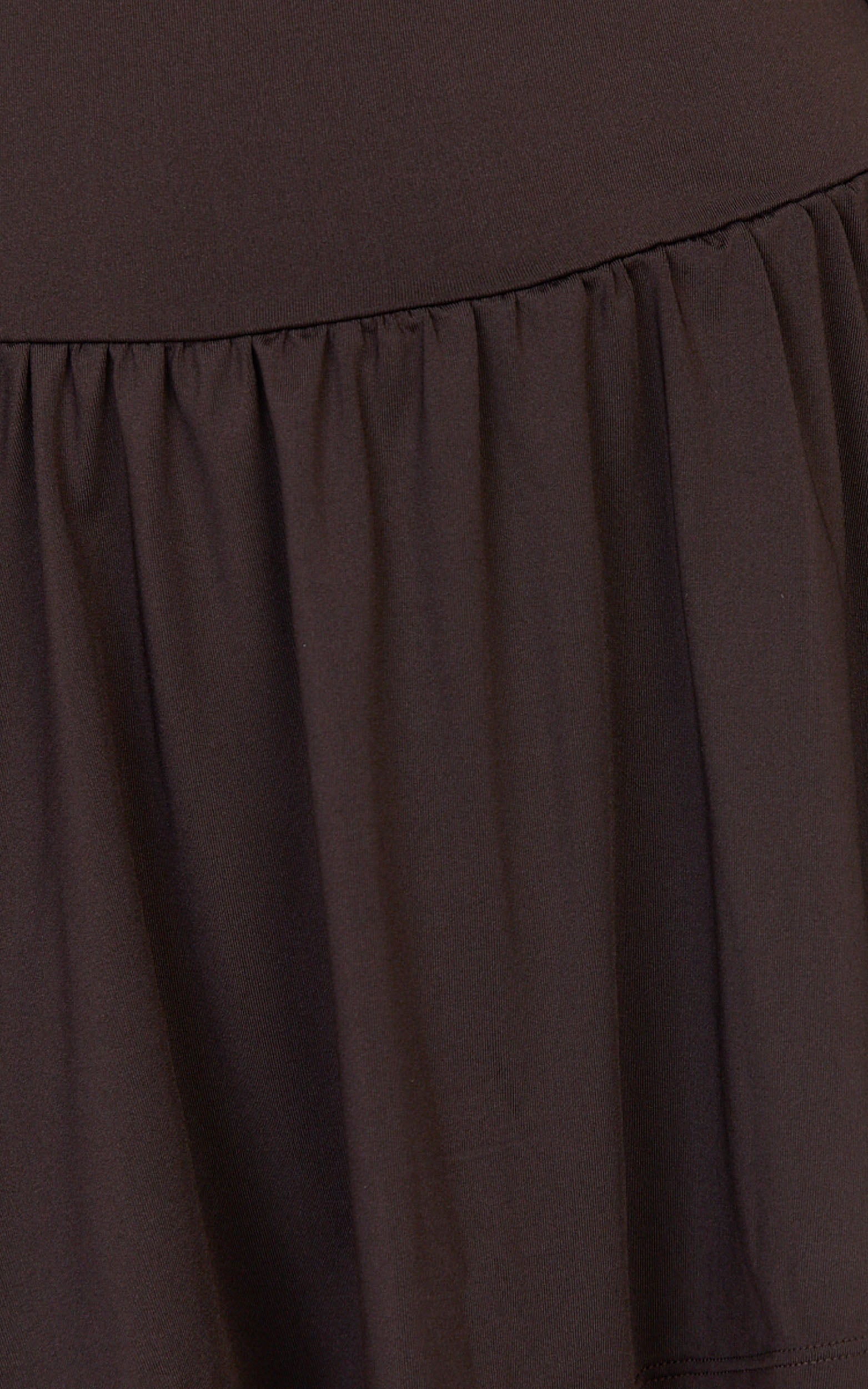 Estelle Mini Dress - Off Shoulder Long Sleeve Drop Waist Dress in Dark Chocolate