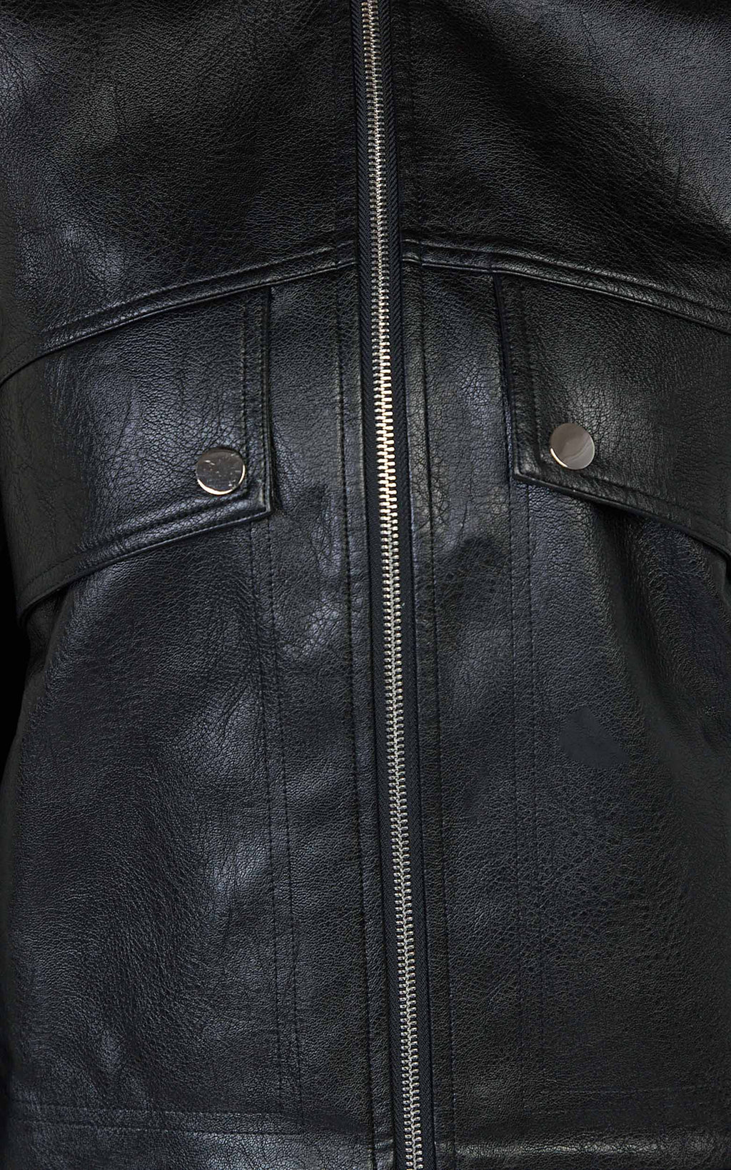 Lumi Jacket - Faux Leather Bomber Jacket in Black