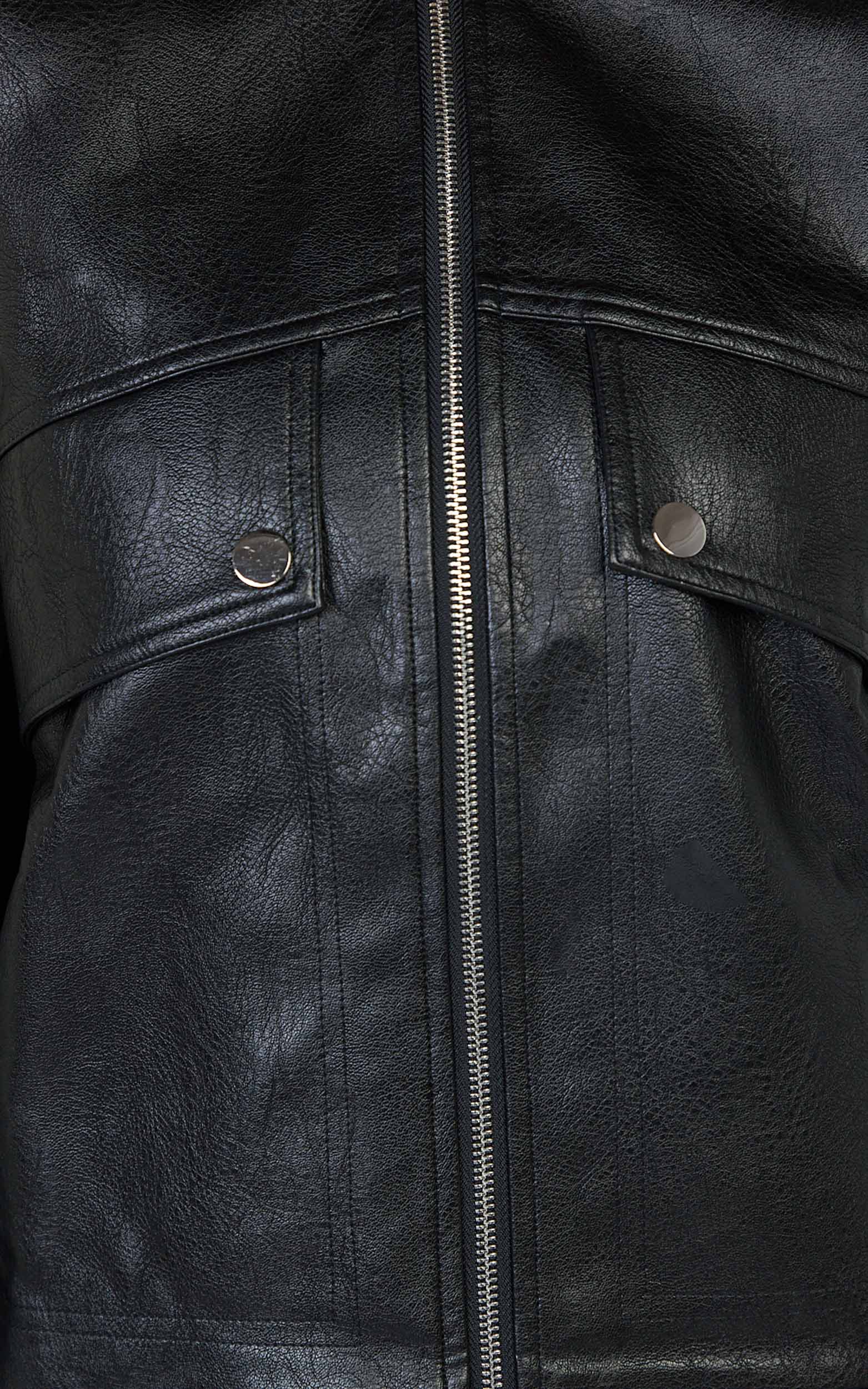 Lumi Jacket - Faux Leather Bomber Jacket in Black