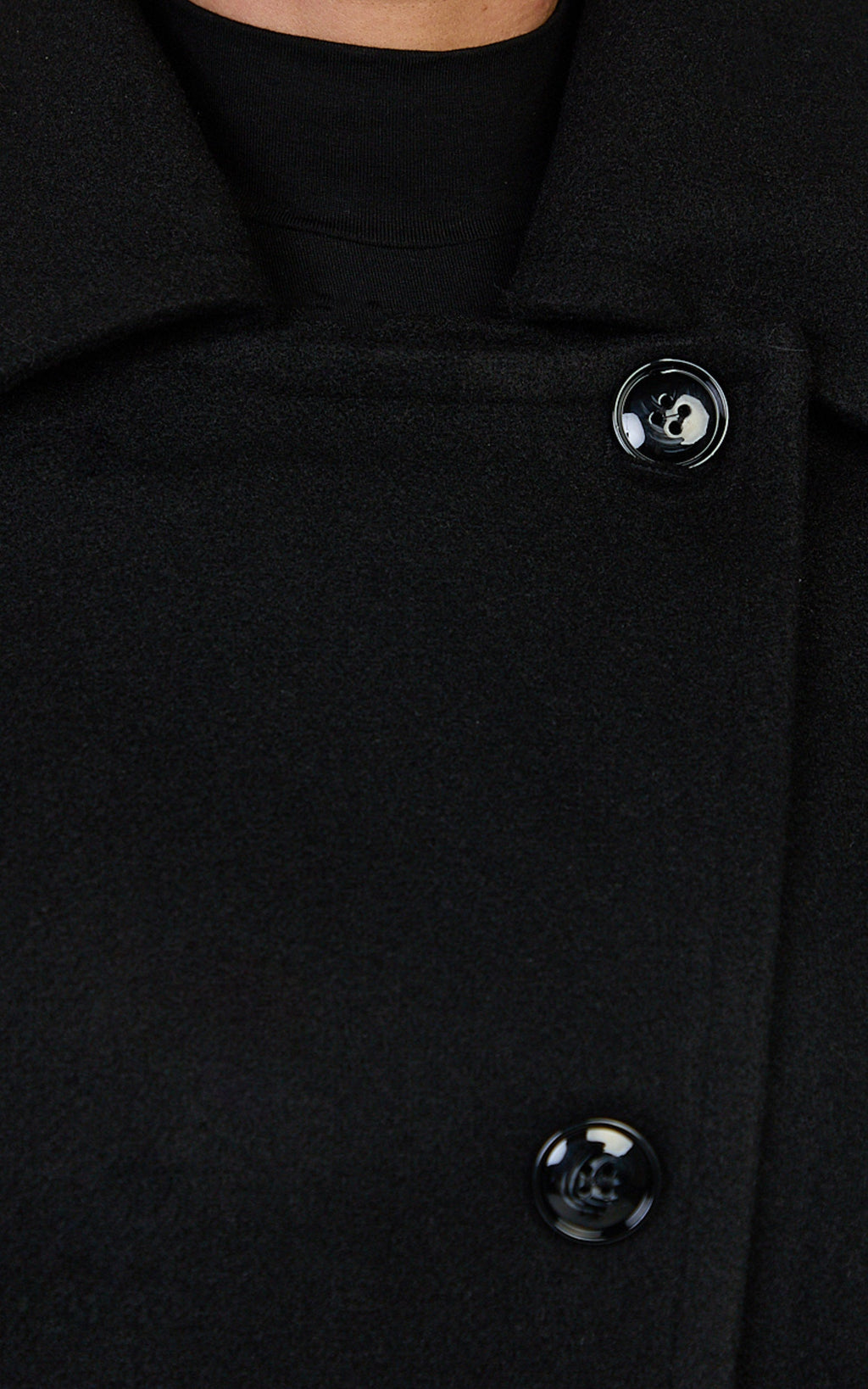 Rina Coat - Oversized Three Button Front Closure Coat in Black
