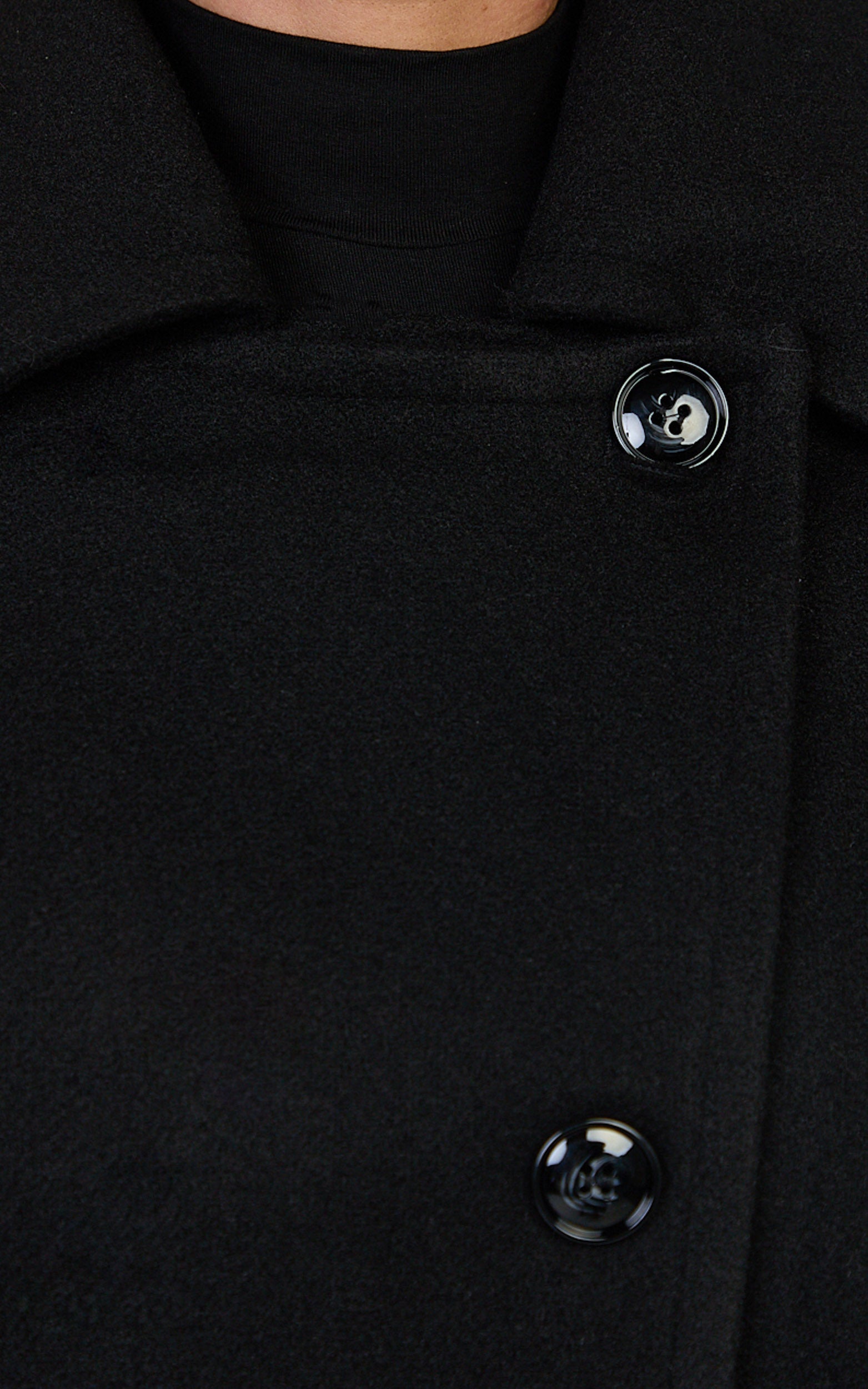 Rina Coat - Oversized Three Button Front Closure Coat in Black