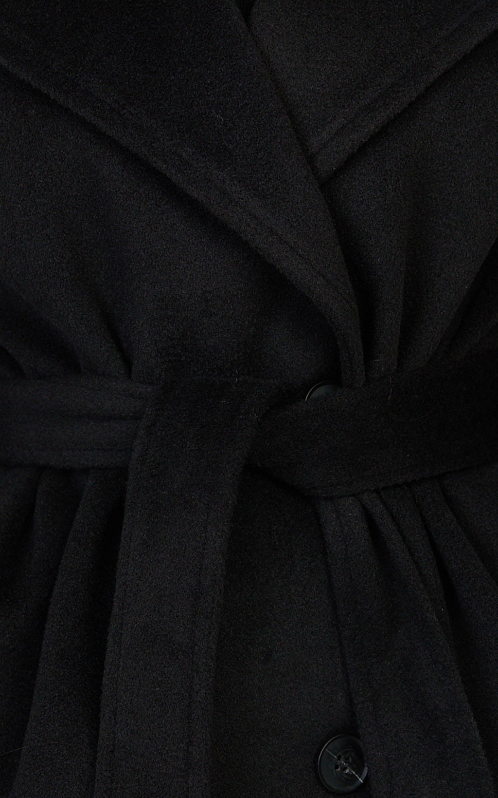 Dahlia Coat - Single Breasted Belted Short Wool Like Coat in Black