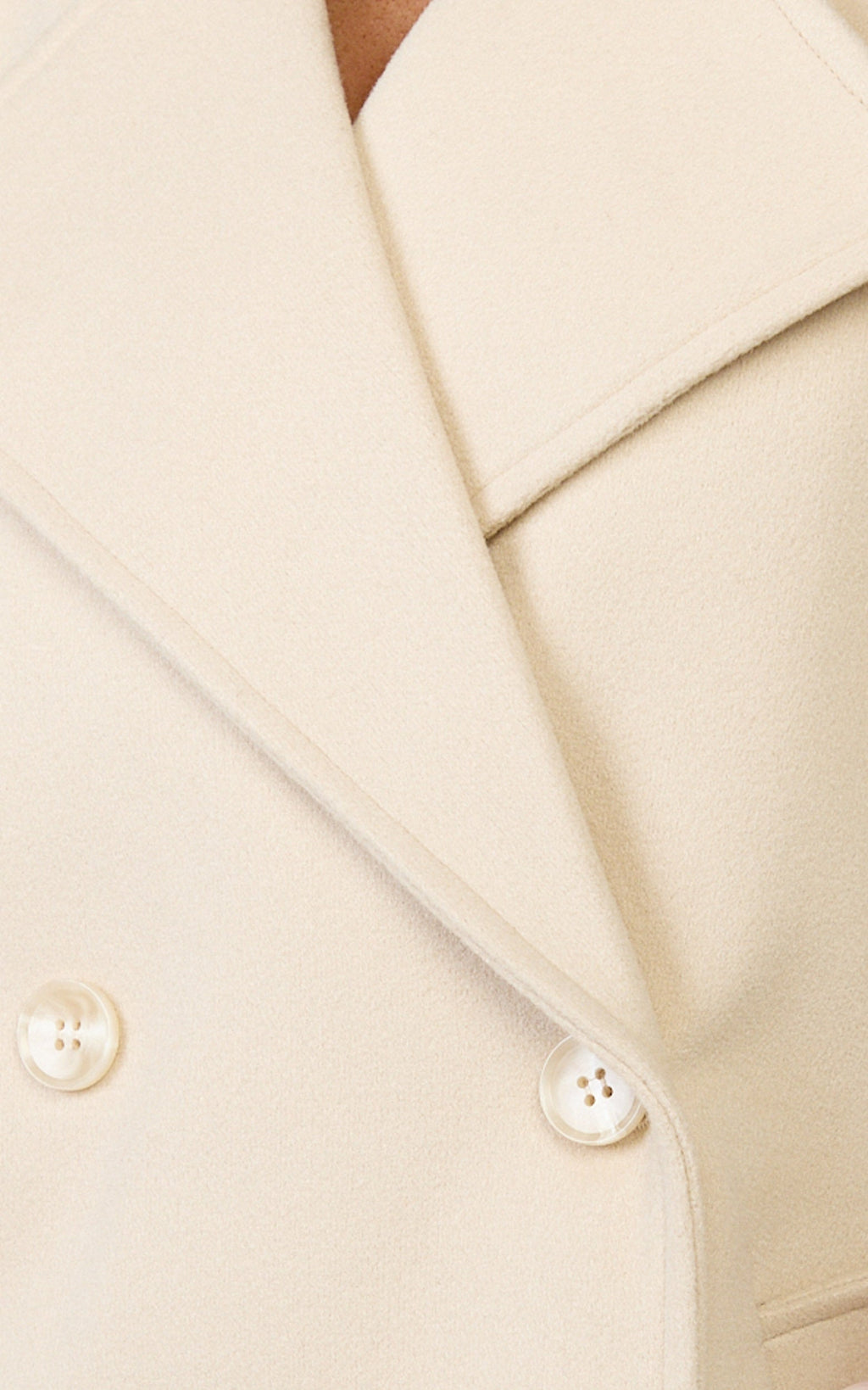 Saskia Coat - Double Breasted Short Wool Like Coat in Cream