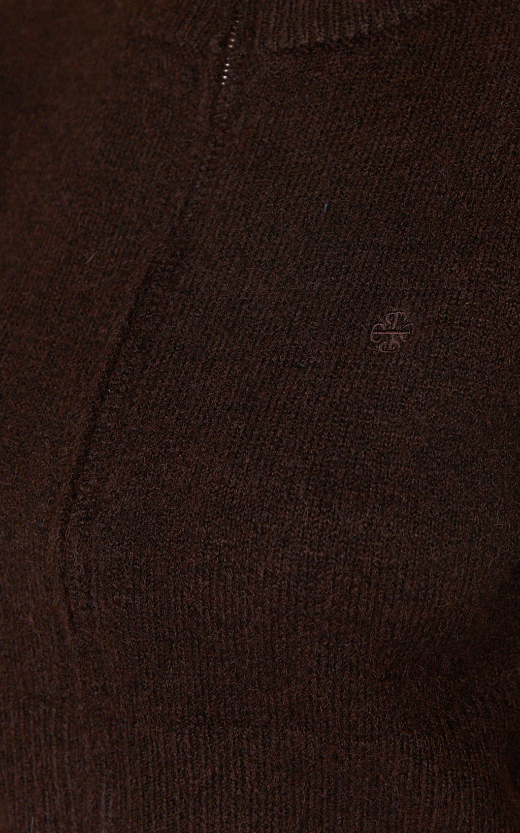 Gaia Jumper - High Neck Full Zip Cropped Jumper in Chocolate