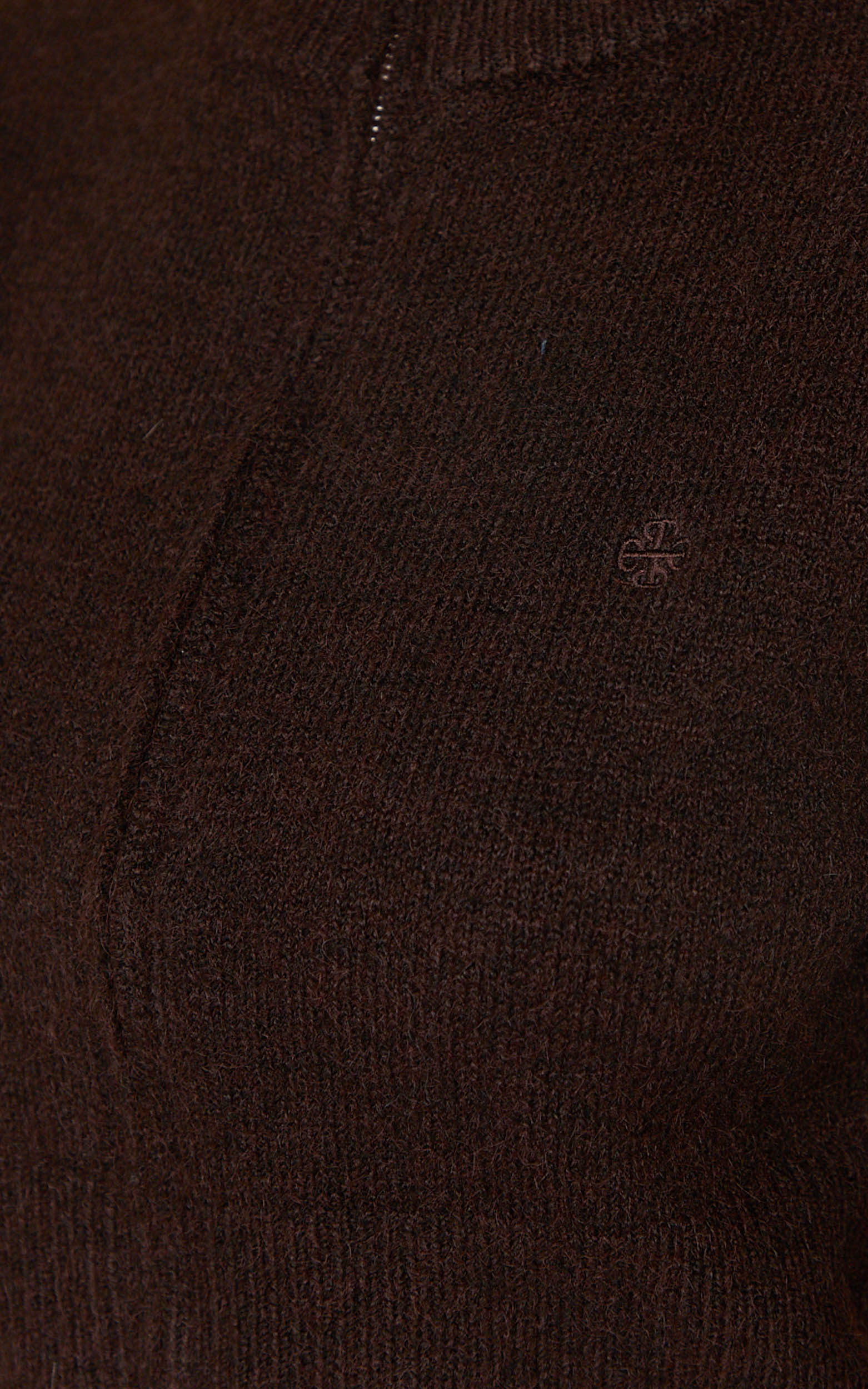 Gaia Jumper - High Neck Full Zip Cropped Jumper in Chocolate