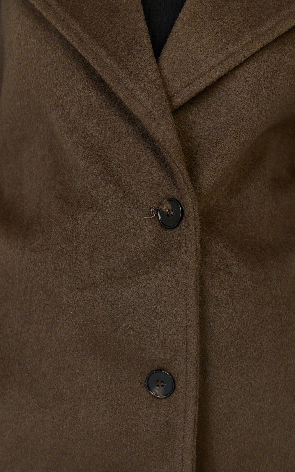 Dahlia Coat - Single Breasted Belted Short Wool Like Coat in Dark Chocolate