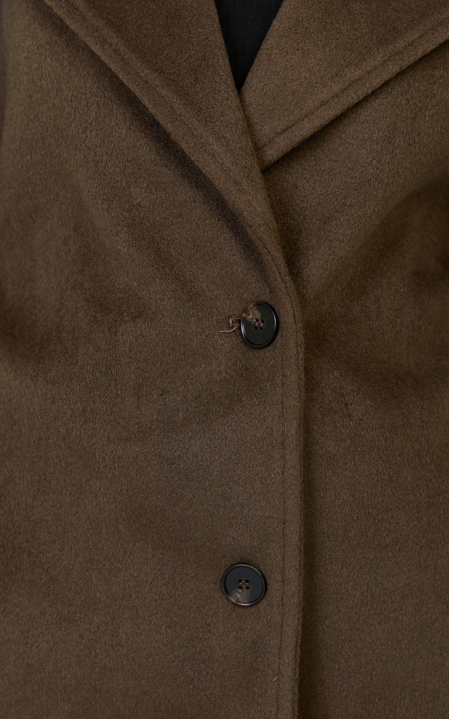 Dahlia Coat - Single Breasted Belted Short Wool Like Coat in Dark Chocolate
