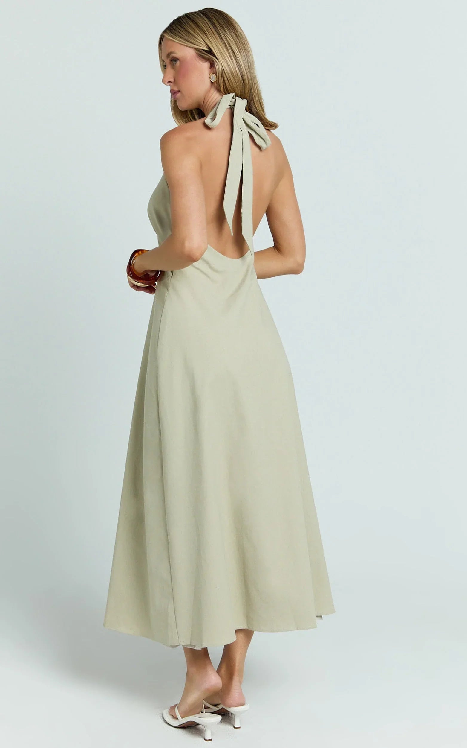 Beata Midi Dress - Line Dress in Sage
