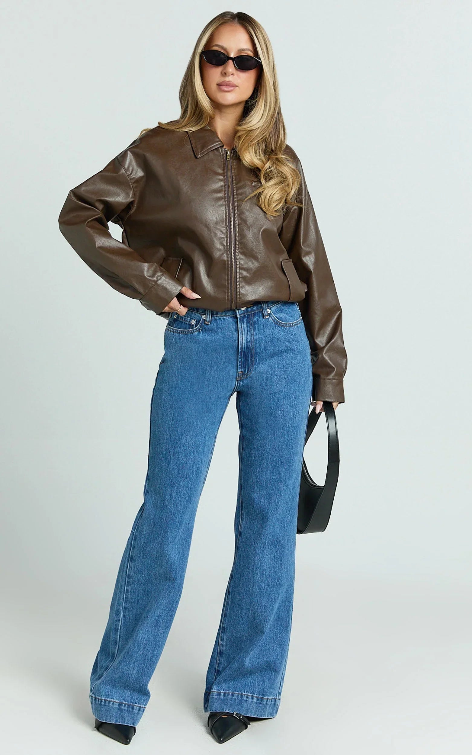 Ebony Jeans - Mid Rise Wide Leg Recycled Denim Jeans in Dark Blue Wash