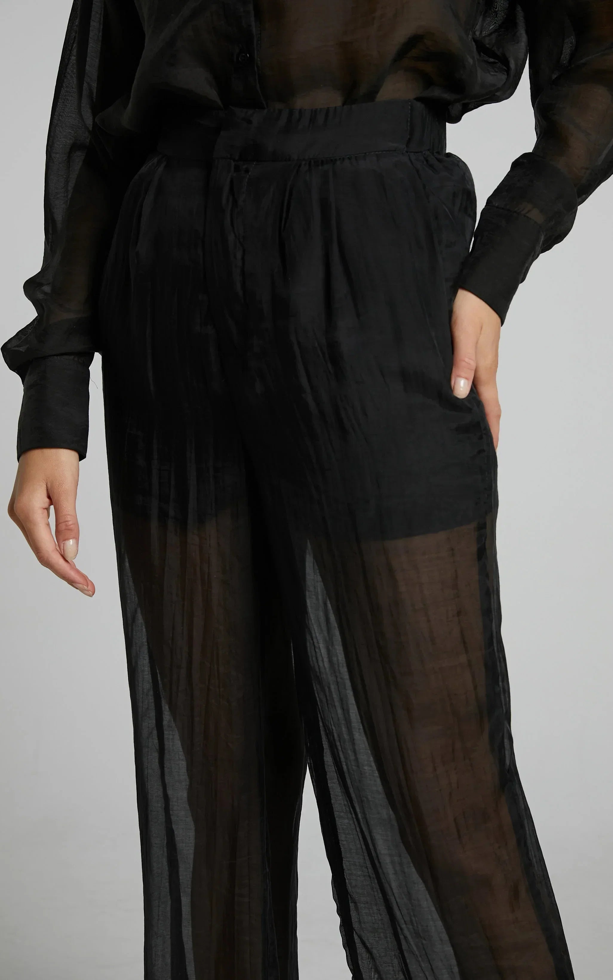 Garrick Pant - High Waisted Semi Sheet Pant in Black