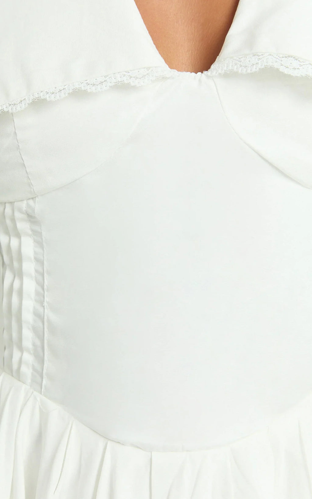 Jhorgen Mini Dress - Collared Puff Sleeve Dress in White