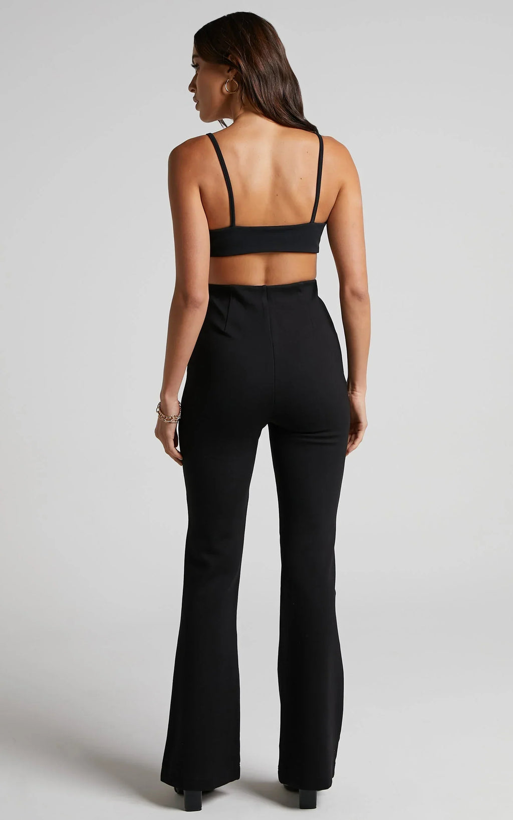 Hermina Pants - High Waisted Ponte Flare Pants in Black