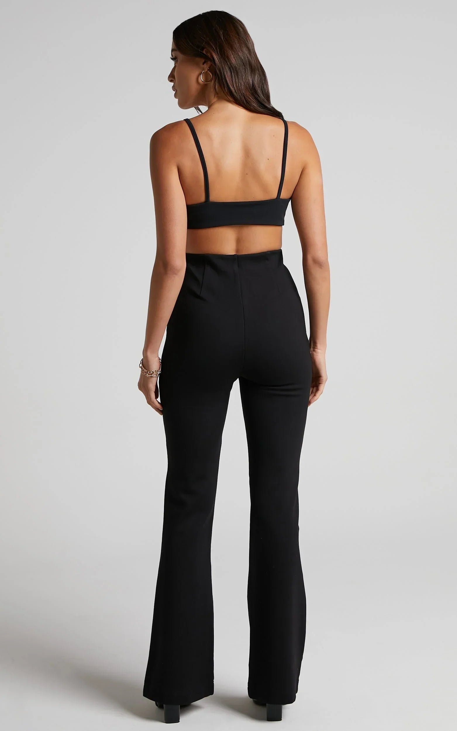 Hermina Pants - High Waisted Ponte Flare Pants in Black