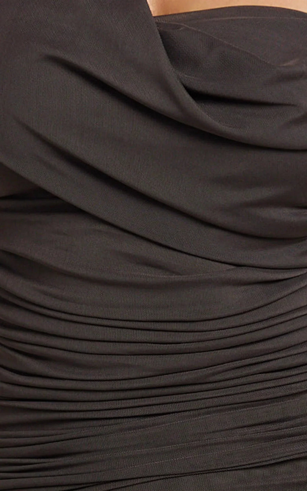 Larson Maxi Dress - Asymmetric Tie Neck Column Dress in Chocolate