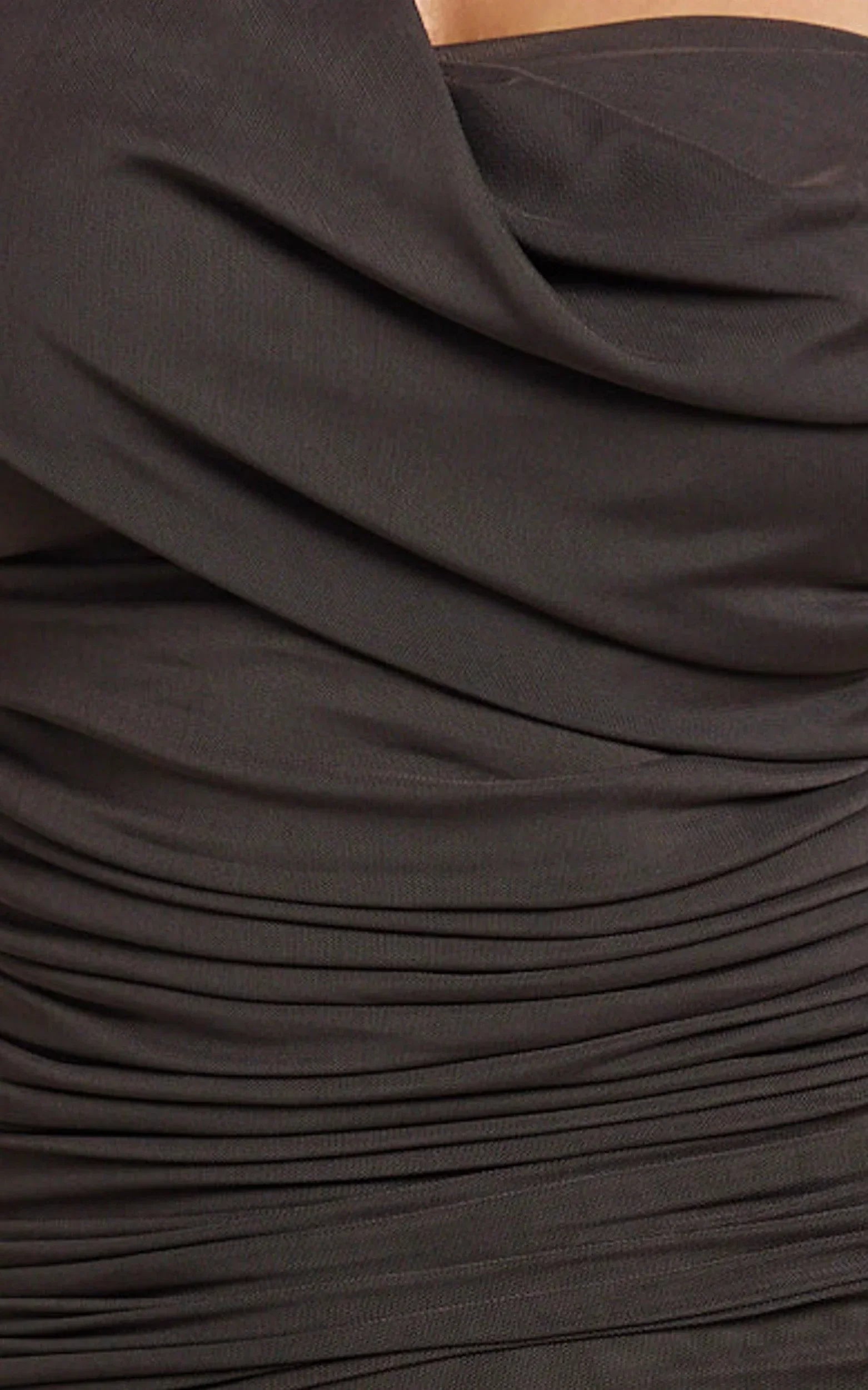 Larson Maxi Dress - Asymmetric Tie Neck Column Dress in Chocolate