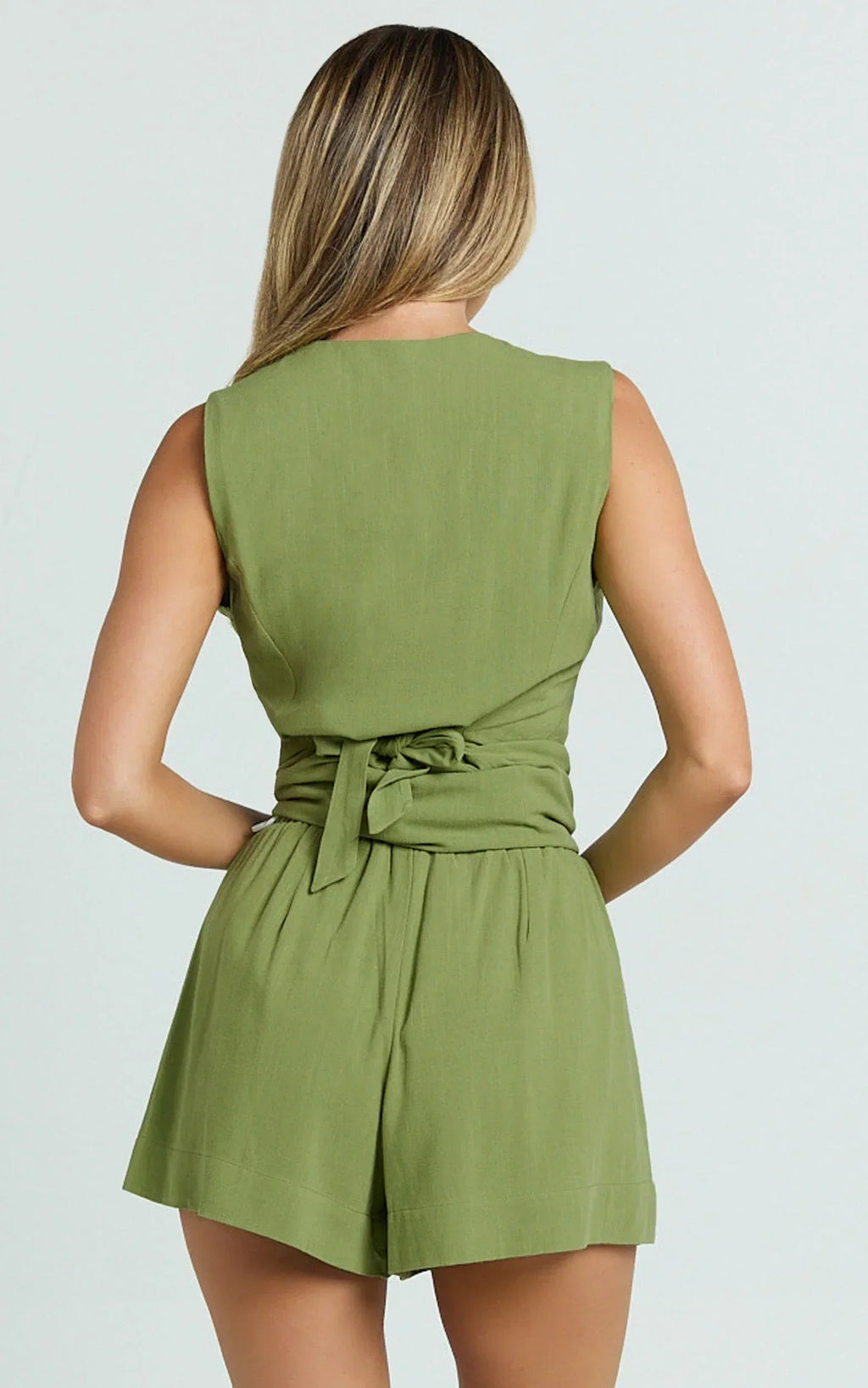 Olivia Shorts - Drawstring Relaxed Linen Shorts in Sage