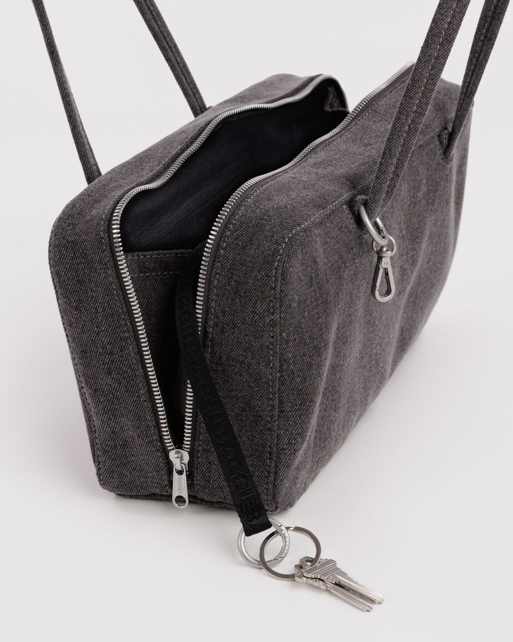 Denim Bowler Bag - Washed Black Denim - image 4