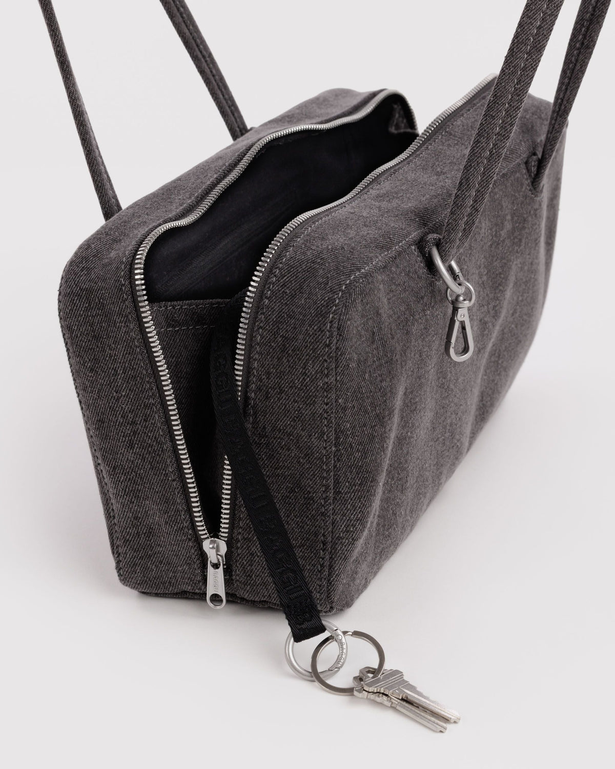 Denim Bowler Bag - Washed Black Denim - image 4