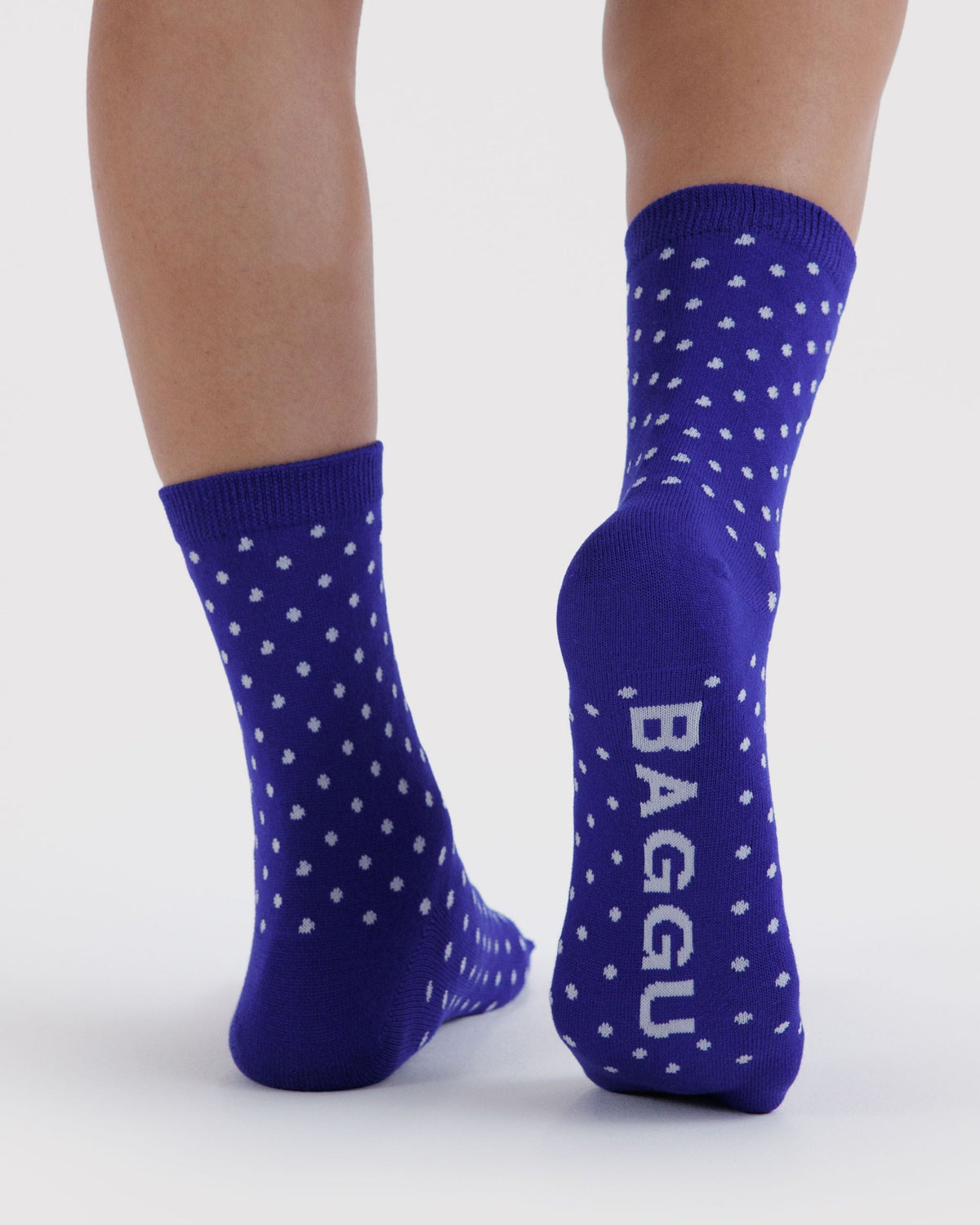 Crew Sock - Micro Blue and White Polka Dot - image 3