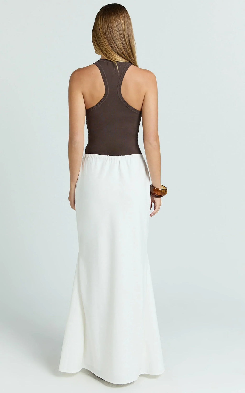 Jonah Maxi Skirt - Mid Waisted Linen Blend Maxi Skirt in Off White