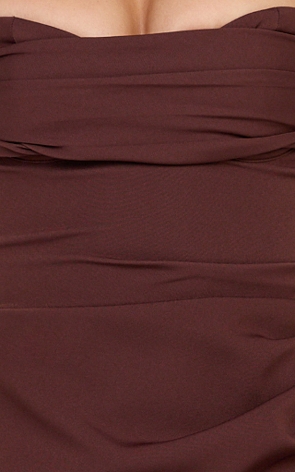 Kenna Mini Dress - Gathered Bust Tucked Waist Dress in Chocolate
