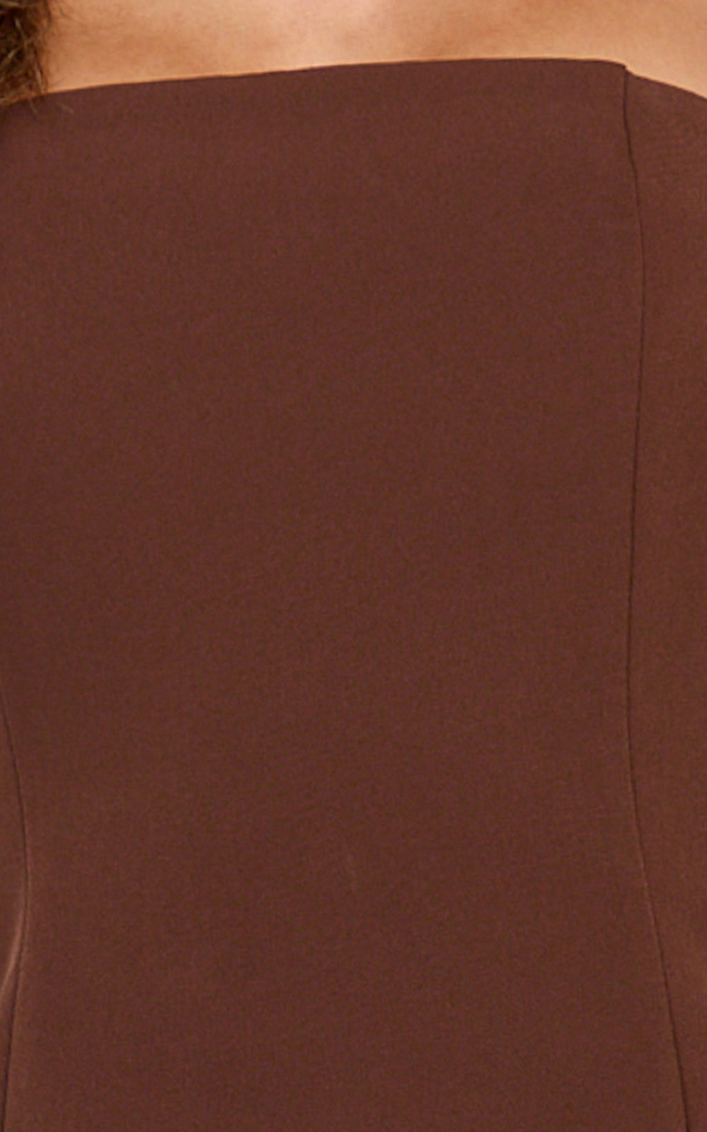 Pauline Two Piece Top and Skirt Set - Strapless A Line Top and Mini Skirt Set in Chocolate
