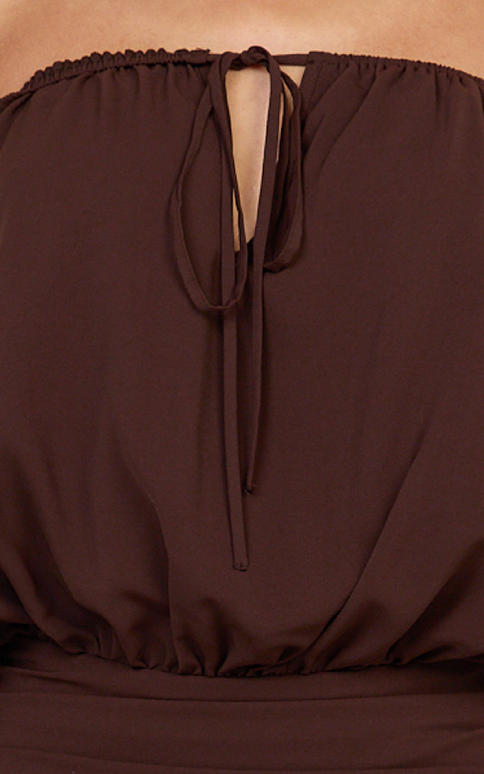 Sailor Mini Dress - Off Shoulder Ruffle Skirt Dress in Chocolate