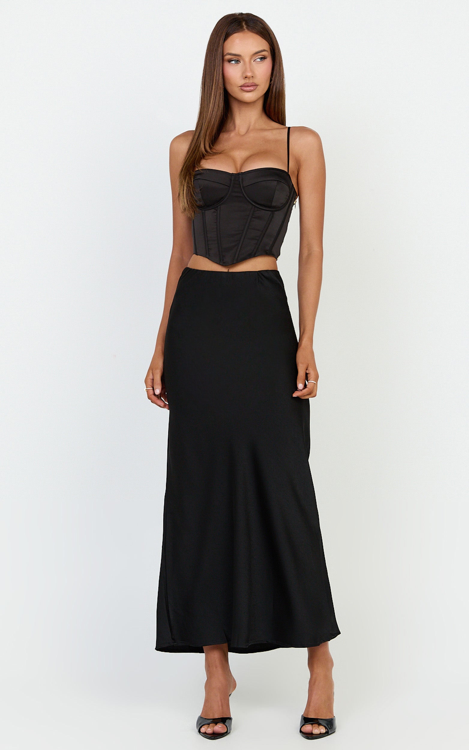Allegra Top - Panelled Cup and Bodice Corset Top in Black