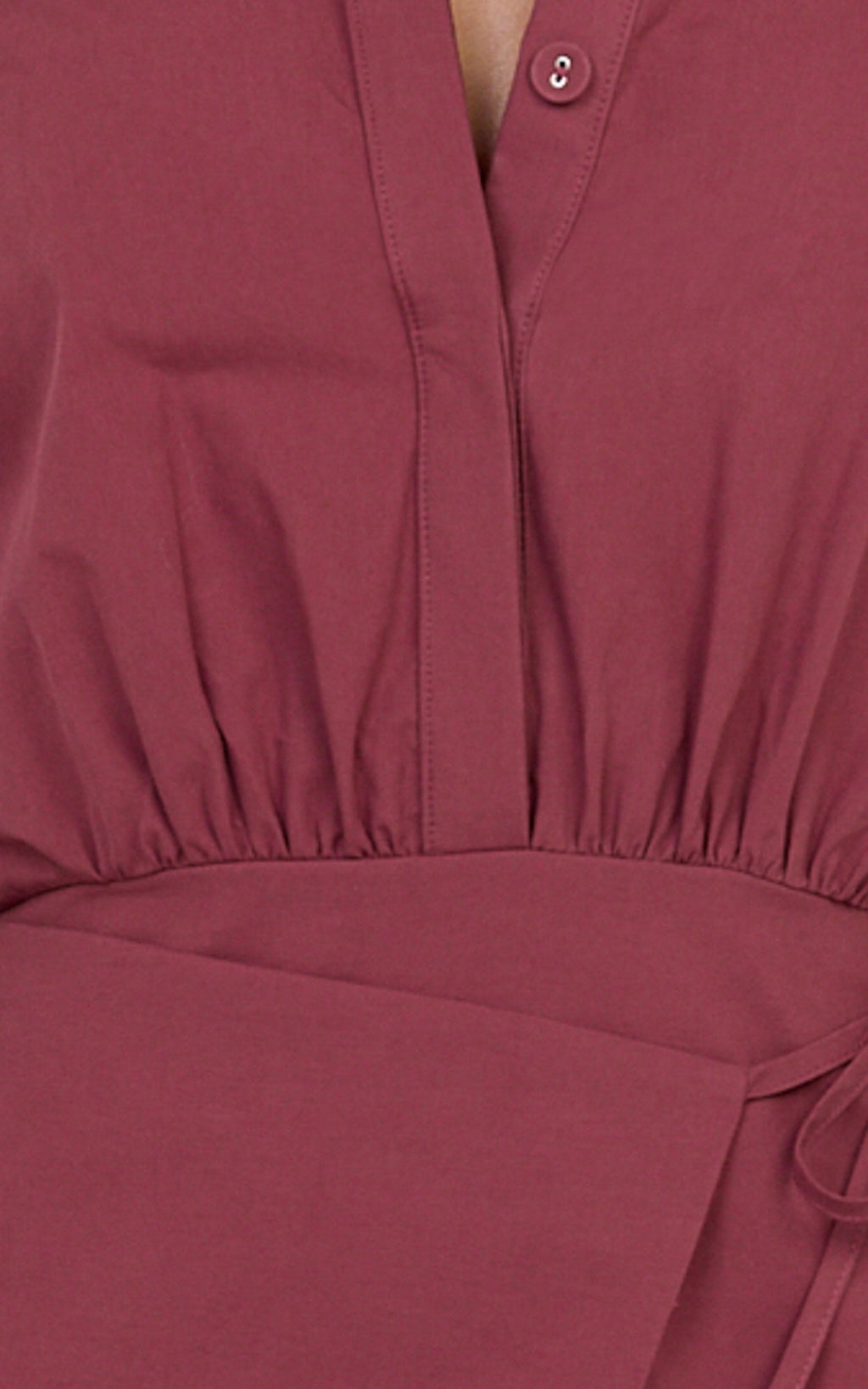 Heath Mini Dress - Collared Button Up Shirt Dress in Wine