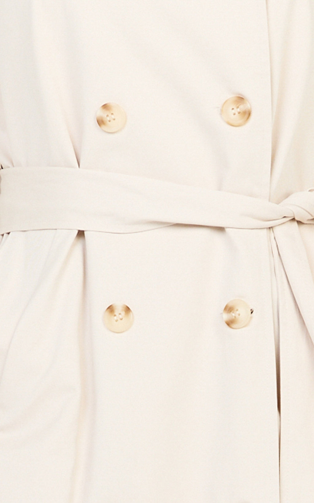 Isla Coat - Funnel Neck Double Breasted Longline Trench Coat in Stone