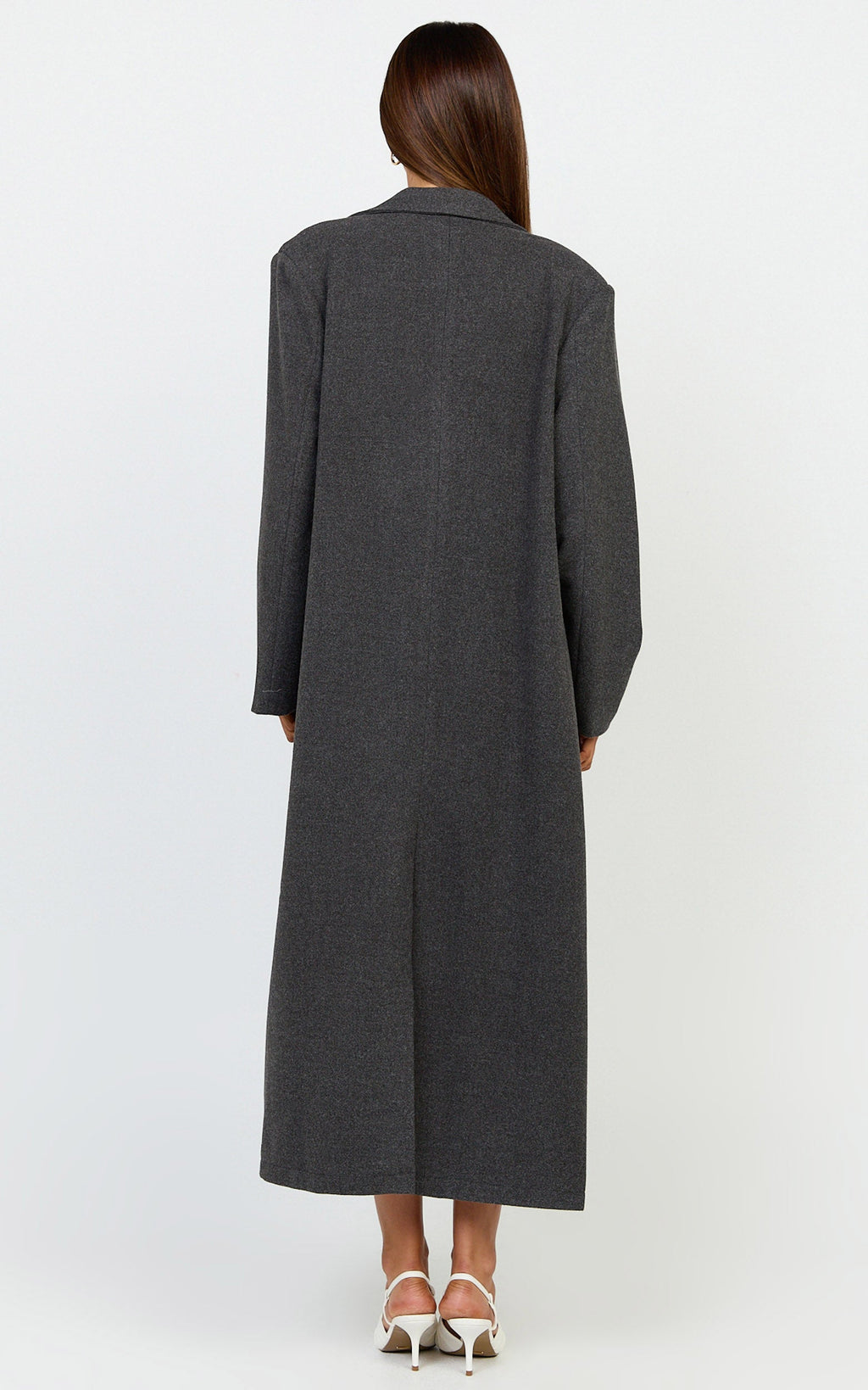 Eloise Coat - Oversized Longline Tailored Coat in Grey Marle