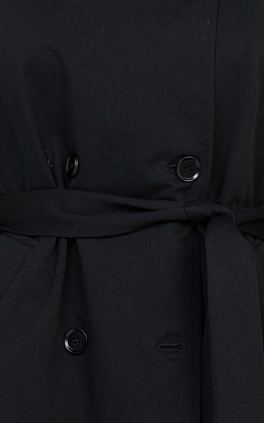 Isla Coat - Funnel Neck Double Breasted Longline Trench Coat in Black