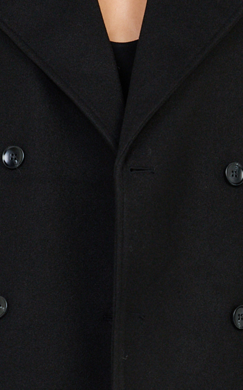 Saskia Coat - Double Breasted Short Wool Like Coat in Black