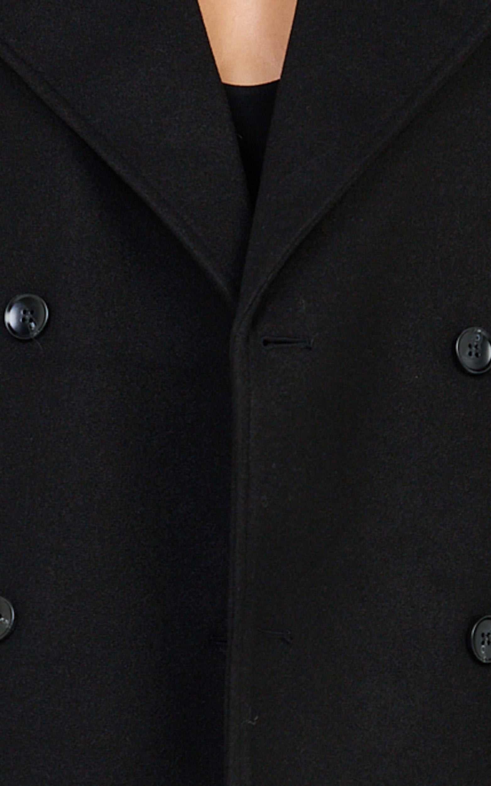 Saskia Coat - Double Breasted Short Wool Like Coat in Black