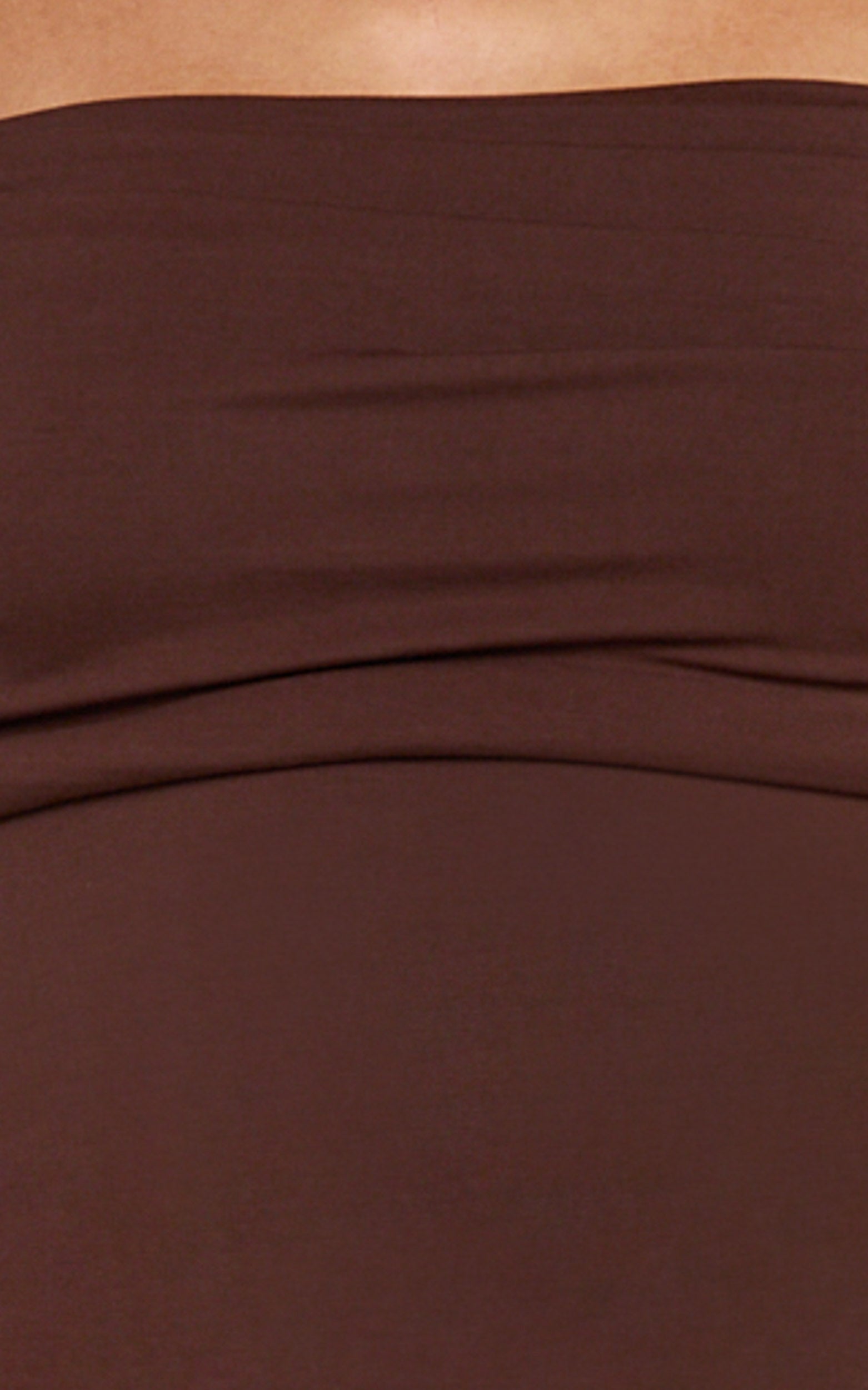 Jolie Top - Off Shoulder Long Sleeve Gathered Top in Chocolate