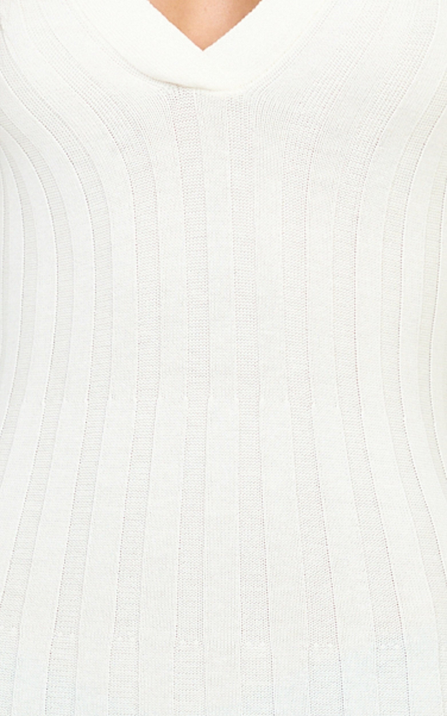 Pamela Midi Dress - Ribbed Knit Poli Midi Dress in Off White