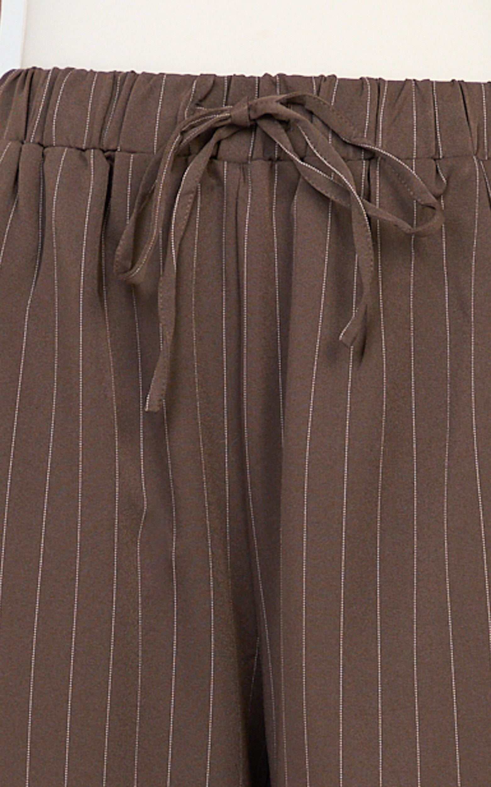 Amara Pants - High Waist Wide Leg Stripe Pants in Chocolate