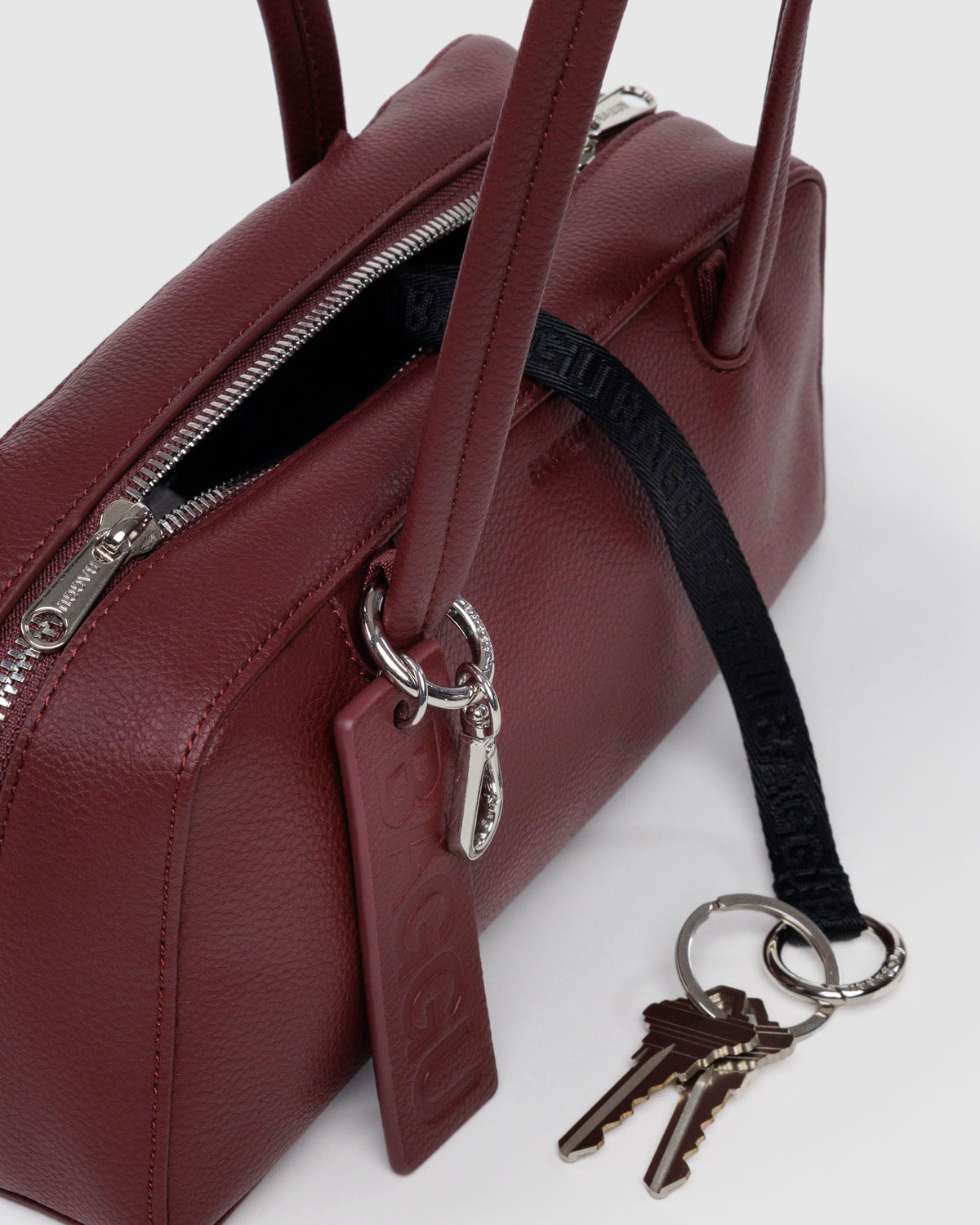 Small Recycled Leather Bowler Bag - Mahogany - image 5