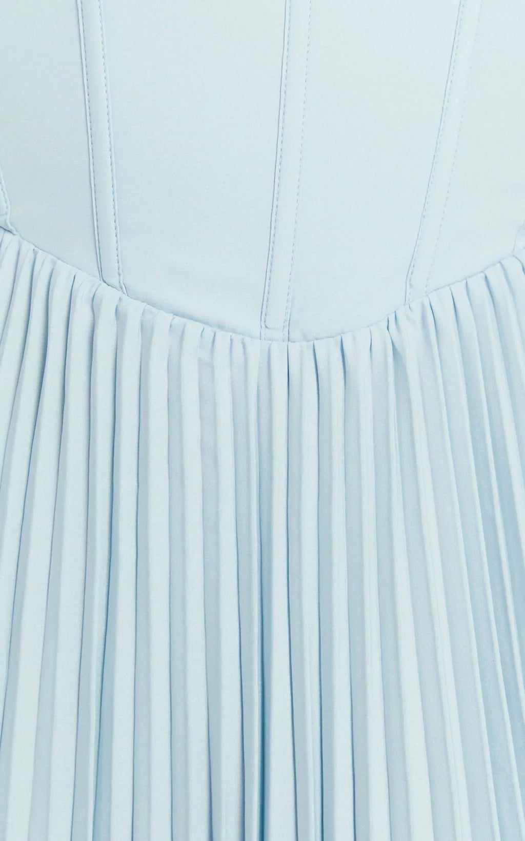 Loretta Midi Dress - Lace Up Back Bustier Pleated Dress in Light Blue