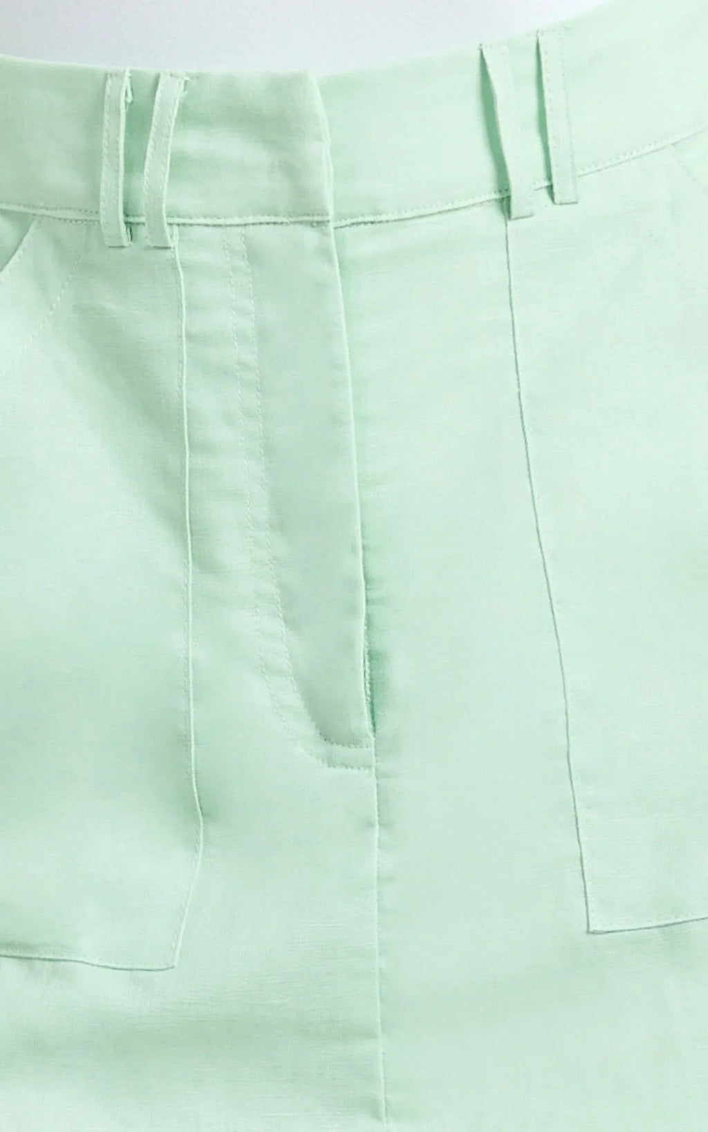 Dream Linen Blend Skort - High Waisted A Line Skort in Mint Green