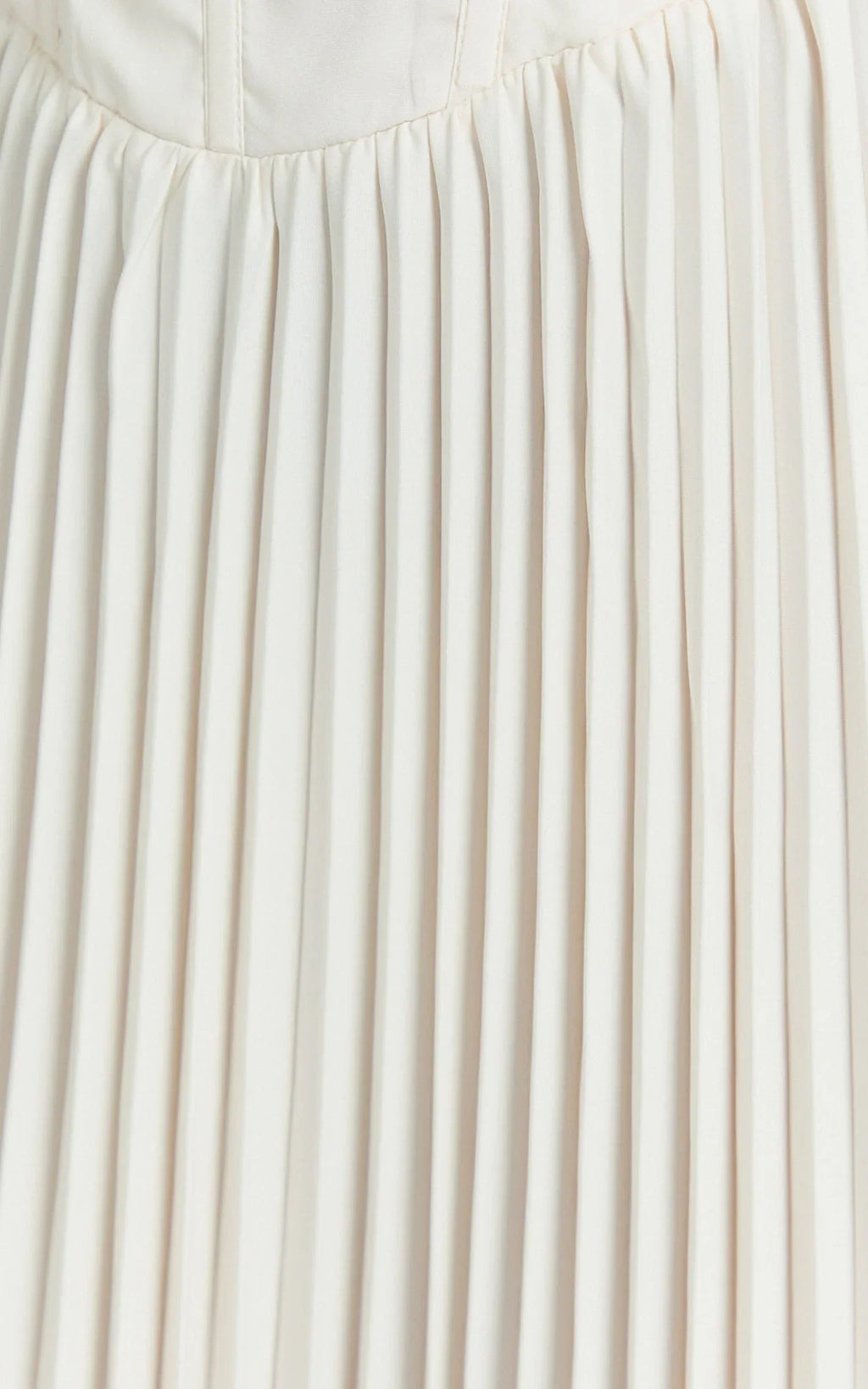 Loretta Midi Dress - Lace Up Back Bustier Pleated Dress in Cream