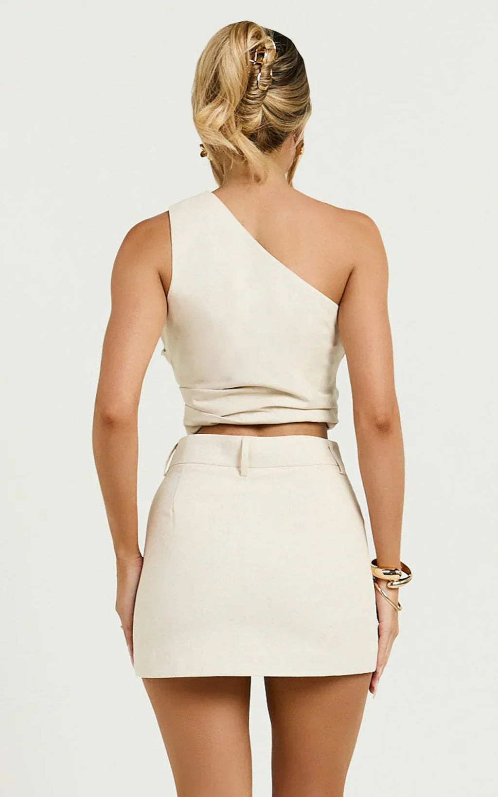 Farrow Mini Skirt - Tailored Linen Skirt in Natural